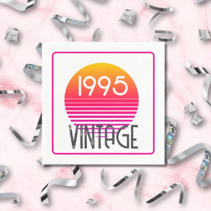 1995 Neon Retro Stripe Zon 30e Verjaardag Servet
