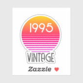  1995 Neon Retro Stripe Zon 30e Verjaardag Sticker (Vel)