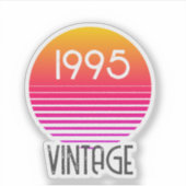  1995 Neon Retro Stripe Zon 30e Verjaardag Sticker (Voorkant)