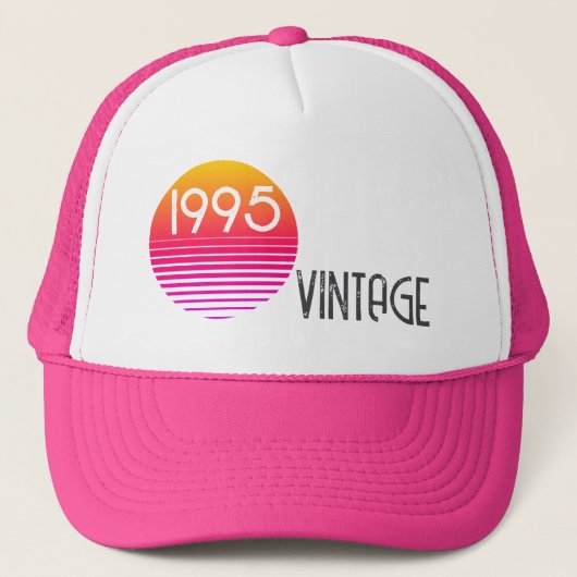 1995 Neon Retro Stripe Zon 30e Verjaardag Trucker Pet (Voorkant)