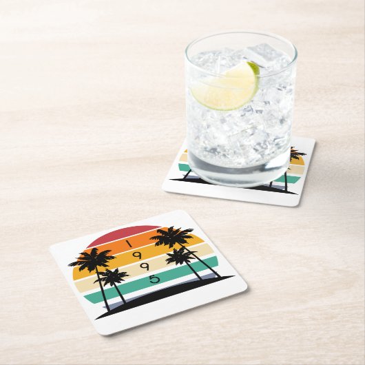 1995 Retro Stripe Sunset  Kartonnen Onderzetters (Insitu)