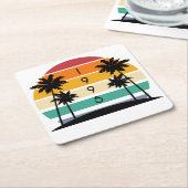 1995 Retro Stripe Sunset  Kartonnen Onderzetters (Schuin)