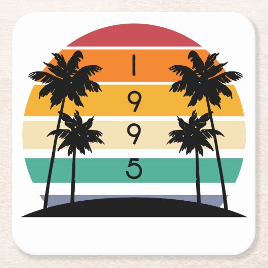 1995 Retro Stripe Sunset  Kartonnen Onderzetters (Voorkant)