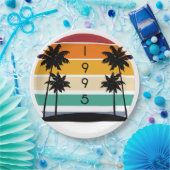 1995 Retro Stripe Sunset Papieren Bordje (Feest)