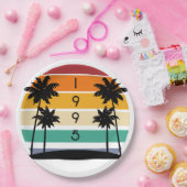 1995 Retro Stripe Sunset  Papieren Bordje (Feest)