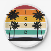1995 Retro Stripe Sunset  Papieren Bordje (Voorkant)