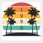 1995 Retro Stripe Sunset  Vierkante Sticker (Voorkant)