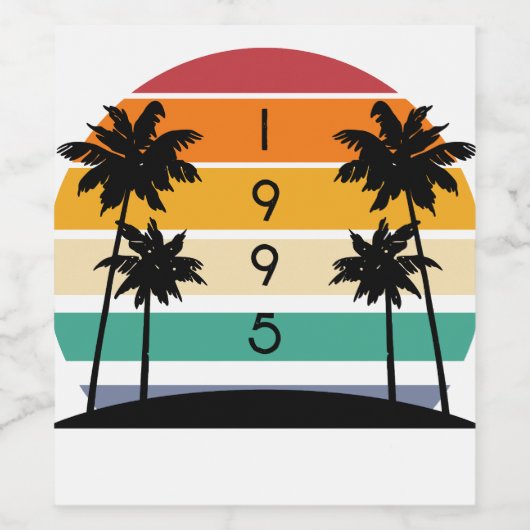 1995 Retro Stripe Sunset Wijn Etiket (Enkel label)