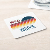 1995 Retro Stripe Zon 30e Verjaardag Kartonnen Onderzetters (Schuin)