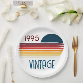  1995 Retro Stripe Zon 30e Verjaardag Papieren Bordje