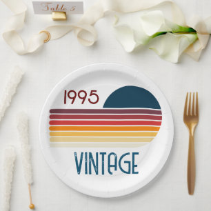  1995 Retro Stripe Zon 30e Verjaardag Papieren Bordje