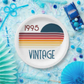  1995 Retro Stripe Zon 30e Verjaardag Papieren Bordje (Feest)
