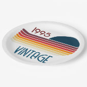  1995 Retro Stripe Zon 30e Verjaardag Papieren Bordje (Gekanteld)