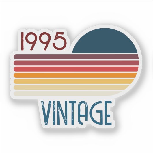  1995 Retro Stripe Zon 30e Verjaardag Sticker (Voorkant)