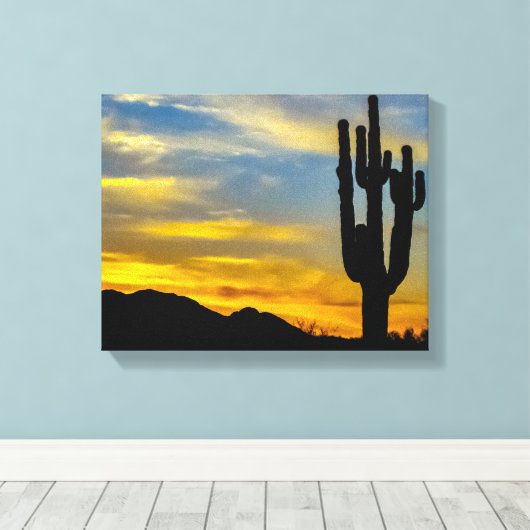 1996-2-Arizona Woestijn bij zonsondergang Canvas Afdruk (Insitu (Houten vloer))