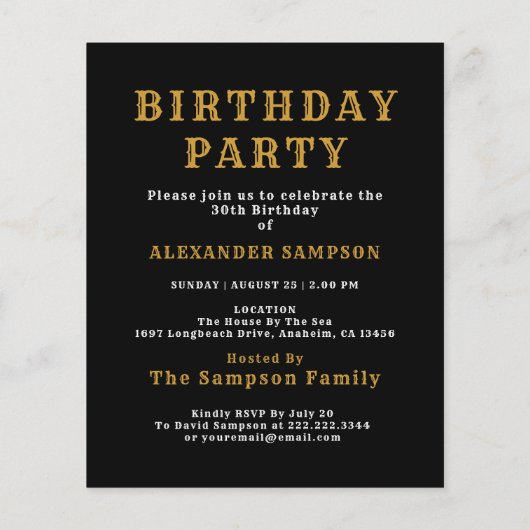 1996 Budget 30th Birthday Invitation Legend Flyer (Achterkant)