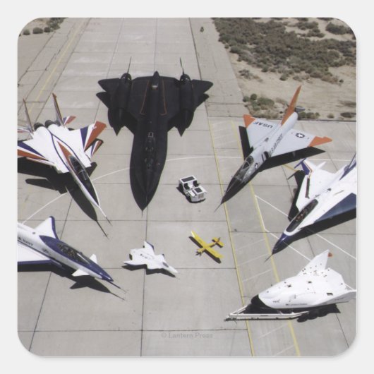 1997 Dryden Research Vliegtuig Fleet on Ramp Vierkante Sticker (Voorkant)