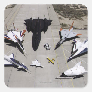 1997 Dryden Research Vliegtuig Fleet on Ramp Vierkante Sticker