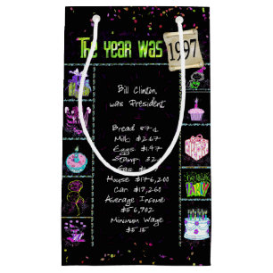 1997 Geboortejaar Trivia op Zwarte Kleine Cadeauta Klein Cadeauzakje