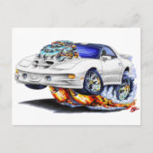 1998-02 Firebird Trans Am White Car Briefkaart (Voorkant)