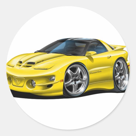 1998-02 Trans Am Gele auto Ronde Sticker (Voorkant)
