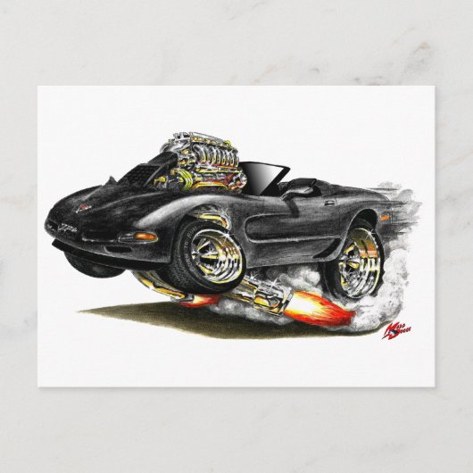 1998-2004 Corvette Black Convertible Briefkaart (Voorkant)