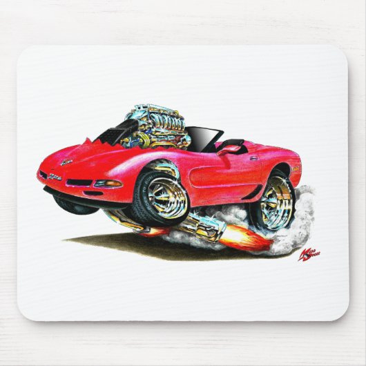 1998-2004 Corvette Red Convertible Muismat (Voorkant)