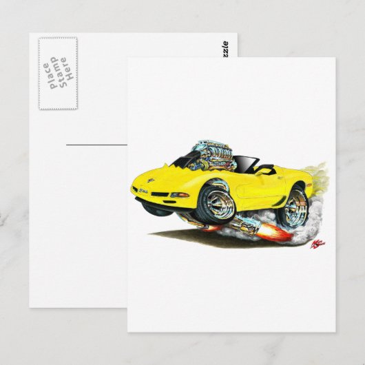 1998-2004 Corvette Yellow Convertible Briefkaart (Voorkant / Achterkant)
