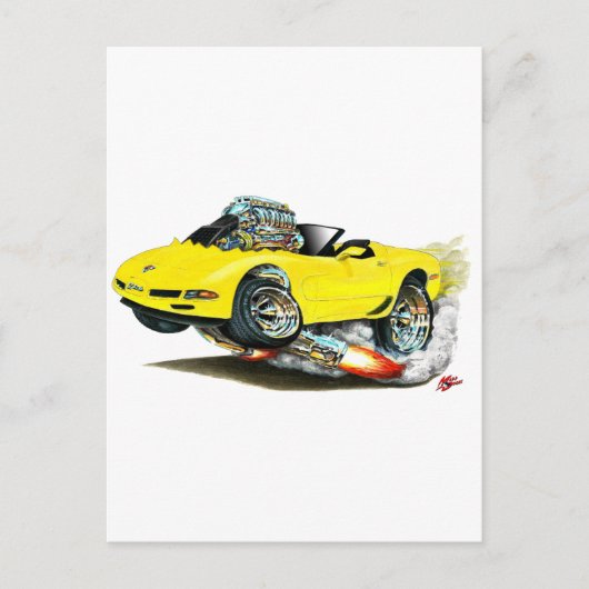 1998-2004 Corvette Yellow Convertible Briefkaart (Voorkant)