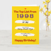 1998 Top Verjaardagslijst Kaart (Gele Bloem)