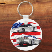 1999-04 Corvette White Car Sleutelhanger (Voorkant)