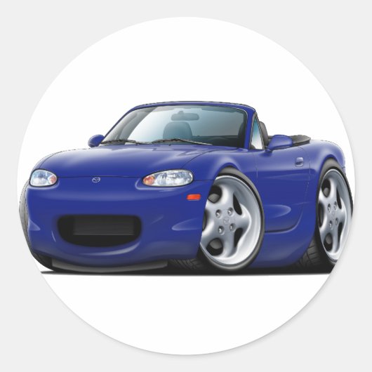1999-05 Miata Dark Blue Car Ronde Sticker (Voorkant)