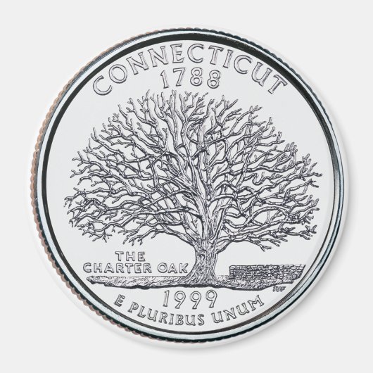 1999 Connecticut State Quarter magneet (Voorkant)