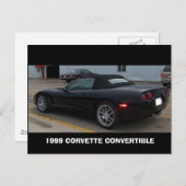 1999 CORVETTE CONVERTIBLE ANGLE UITZICHT BRIEFKAART (Voorkant / Achterkant)