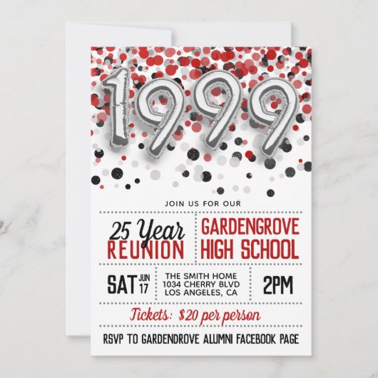 1999 High School College Reunion Uitnodiging (Voorkant)