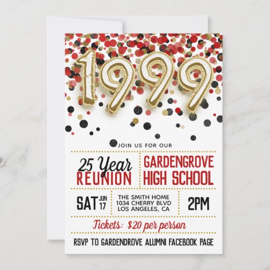 1999 High School College Reunion Uitnodiging (Voorkant)