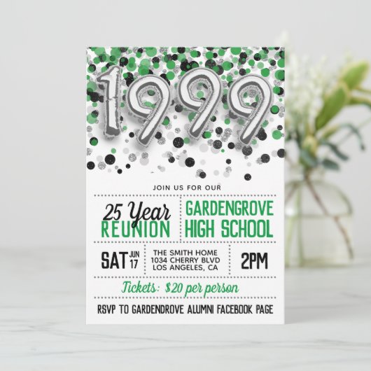 1999 High School College Reunion Uitnodiging (Staand voorkant)