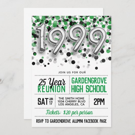 1999 High School College Reunion Uitnodiging (Voorkant / Achterkant)