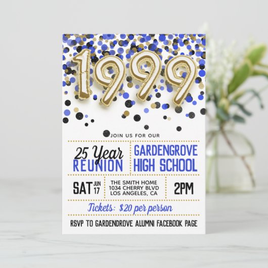 1999 High School College Reunion Uitnodiging (Staand voorkant)