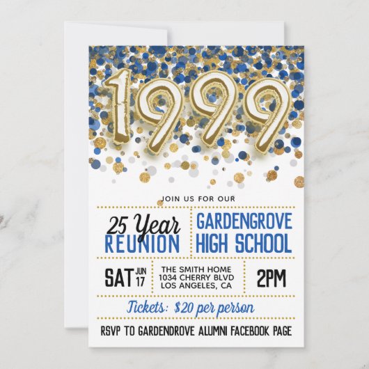 1999 High School College Reunion Uitnodiging (Voorkant)