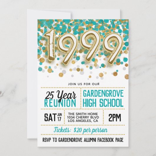 1999 High School College Reunion Uitnodiging (Voorkant)