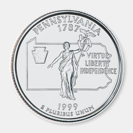 1999 Pennsylvania State Quarter magneet (Voorkant)