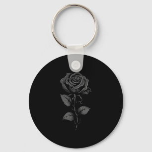 199 Bloemen Zwarte Roos Grafisch, Klein Sleutelhanger