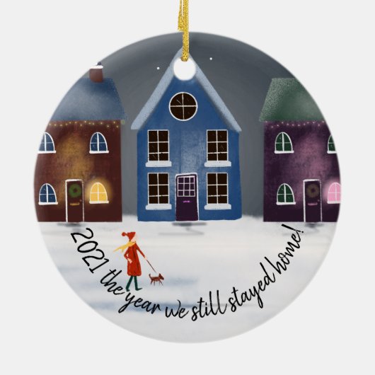 19.2022 het jaar dat we nog steeds thuisbleven keramisch ornament (Achterkant)