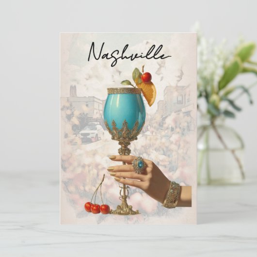 *~* 19 A101 Cocktail FOTO Nashville BACHELORETTE Kaart (Staand voorkant)