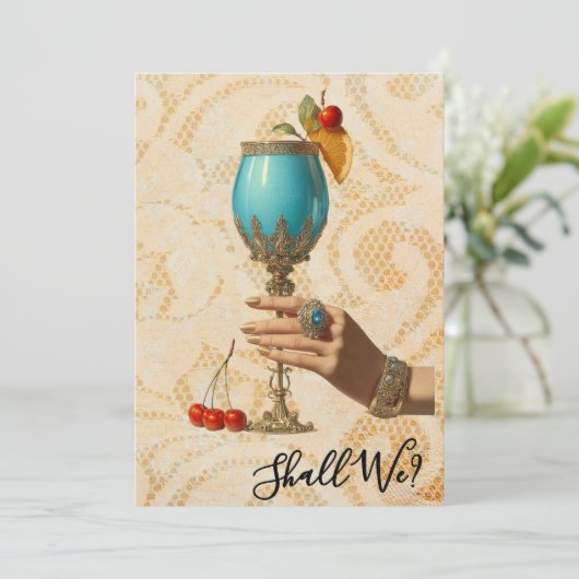 *~* 19 A101 Versierde Cocktail FOTO DE VRIJGELLELI Kaart (Staand voorkant)