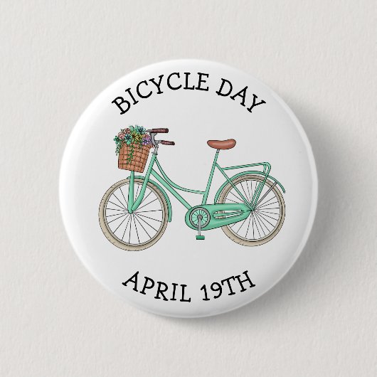19 april is fietsdag ronde button 5,7 cm (Voorkant)