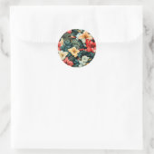 #19 Bloemen patroon Ronde Sticker (Tas)