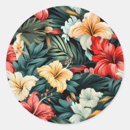 #19 Bloemen patroon Ronde Sticker