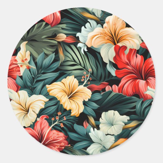 #19 Bloemen patroon Ronde Sticker (Voorkant)